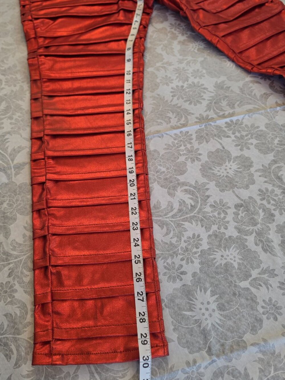 Valabasas Delta Stacked Jeans Zodiac Verde / Red Metallic Waxed Pleated - Picture 4 of 13